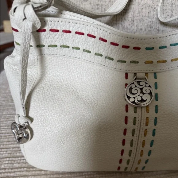 Brighton Y2K Rainbow Stitch Off White Pebbled Leather Shoulder Bag - Picture 3 of 10